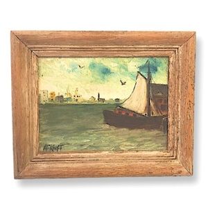 Signed Oil Painting of Snug Harbor 10” x 8”